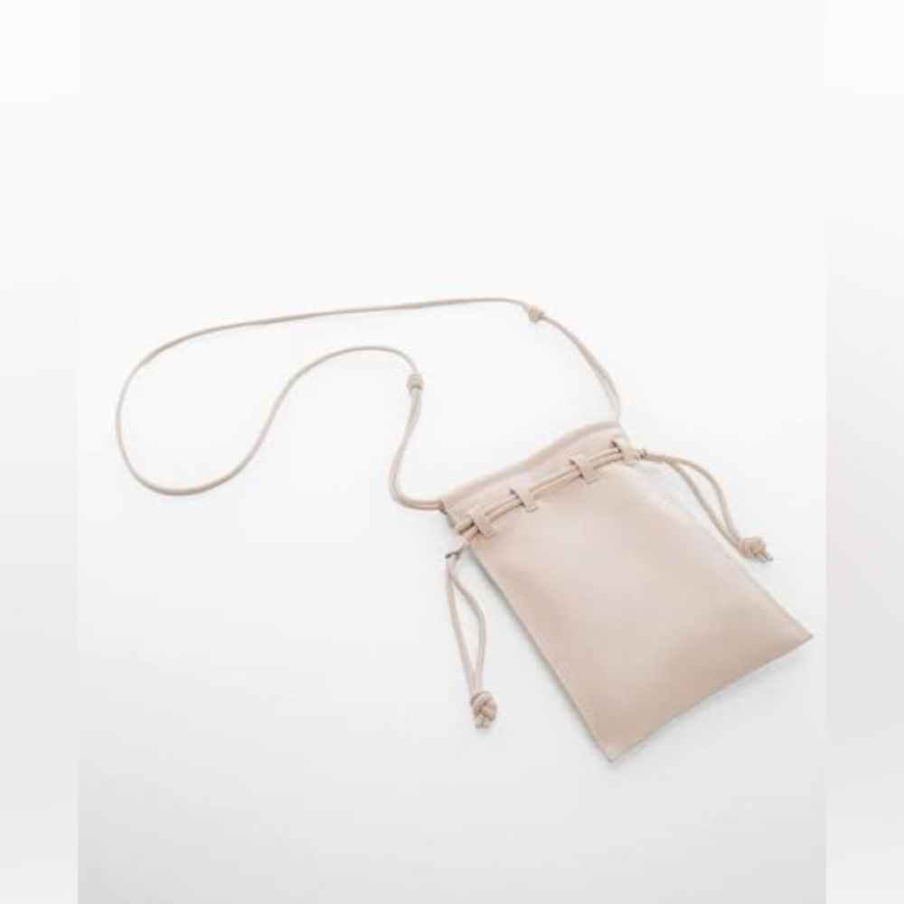 Mango mini leather bucket bag crossbody shoulder ecru NWT
